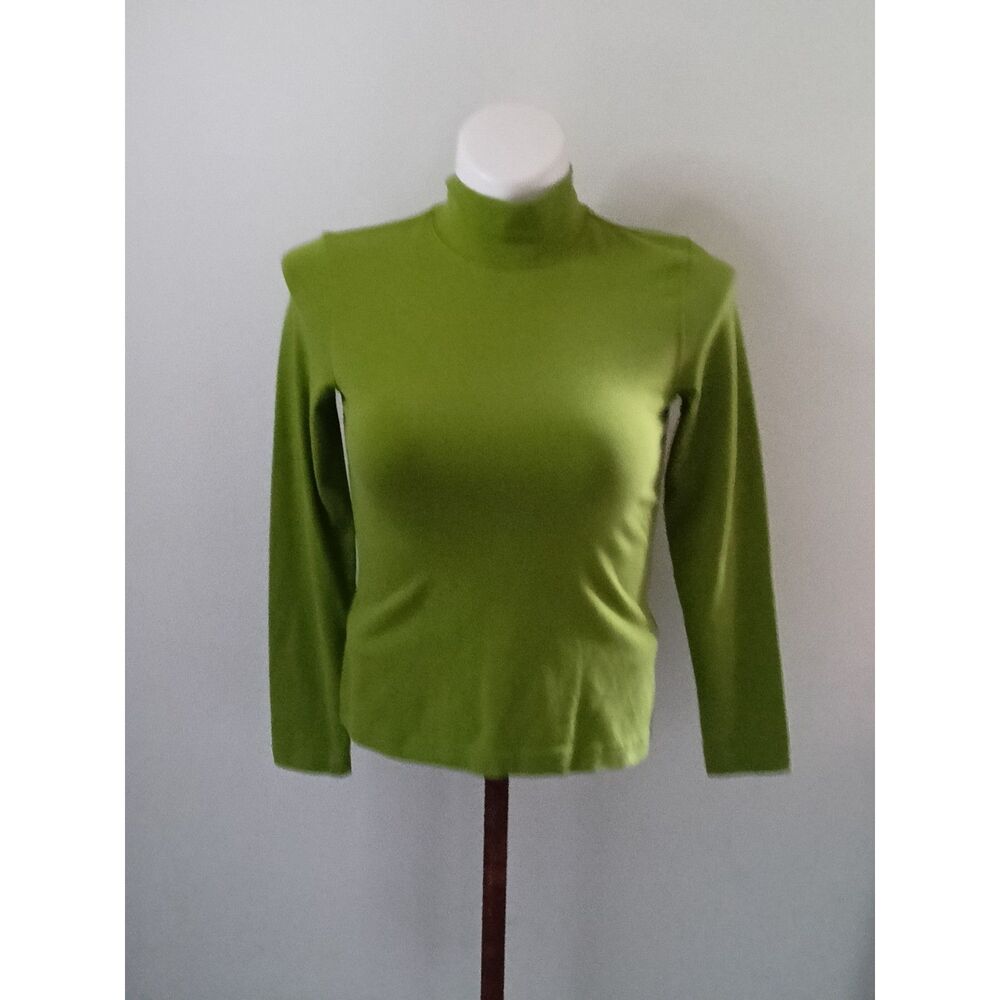 Talbots Petites Green Turtleneck Long Sleeve Top Size S